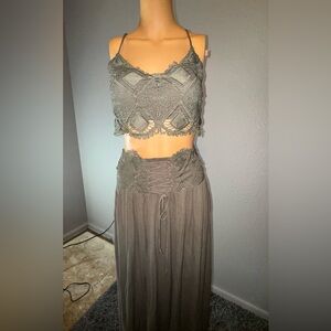 ILLA ILLA olive green Lace Skirt Set